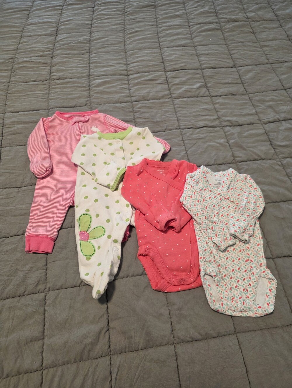 Kids Pink and White One-Piece Bodysuits - Set of 4